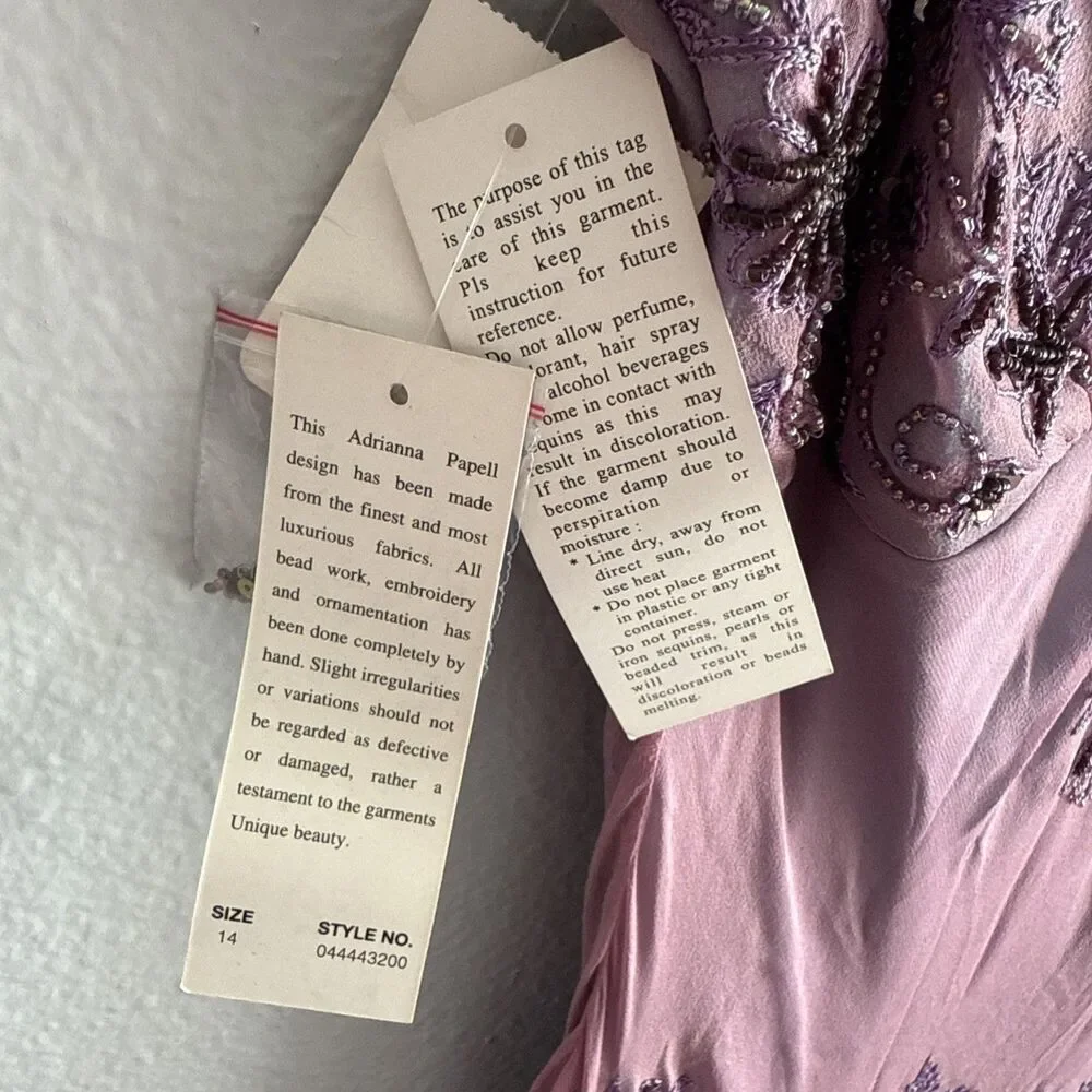 NWT VTG Adrianna Papell Purple/Teal Y2K Fairy Mermaid Silk Beaded Dress Sz 14 - Picture 7 of 15